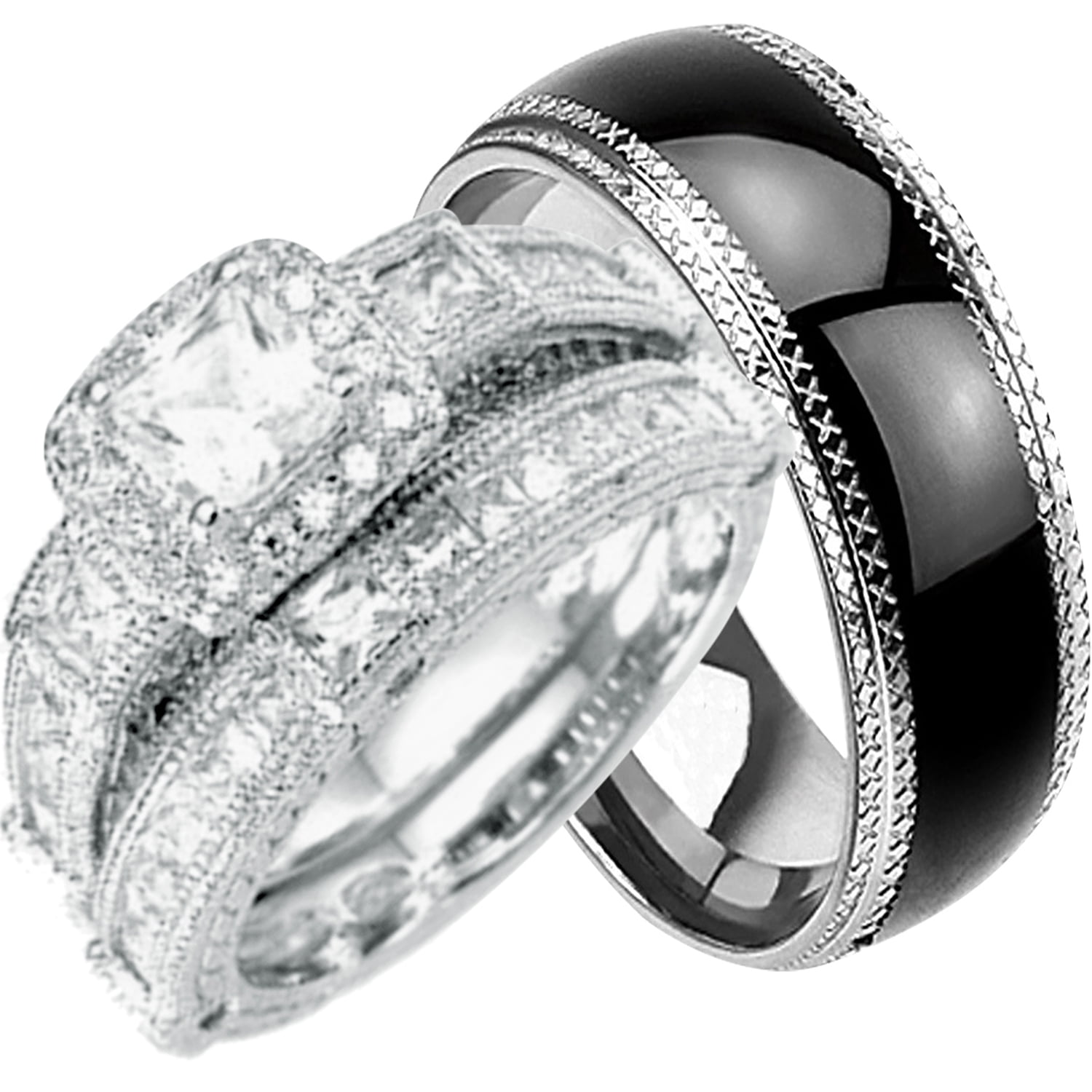 His and Hers Wedding Ring Set Matching ...